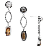 SE-2266-CO1 Sterling Silver Earring With Fresh Water Pearl, Citrine Q. Jewelry Bali Designs Inc